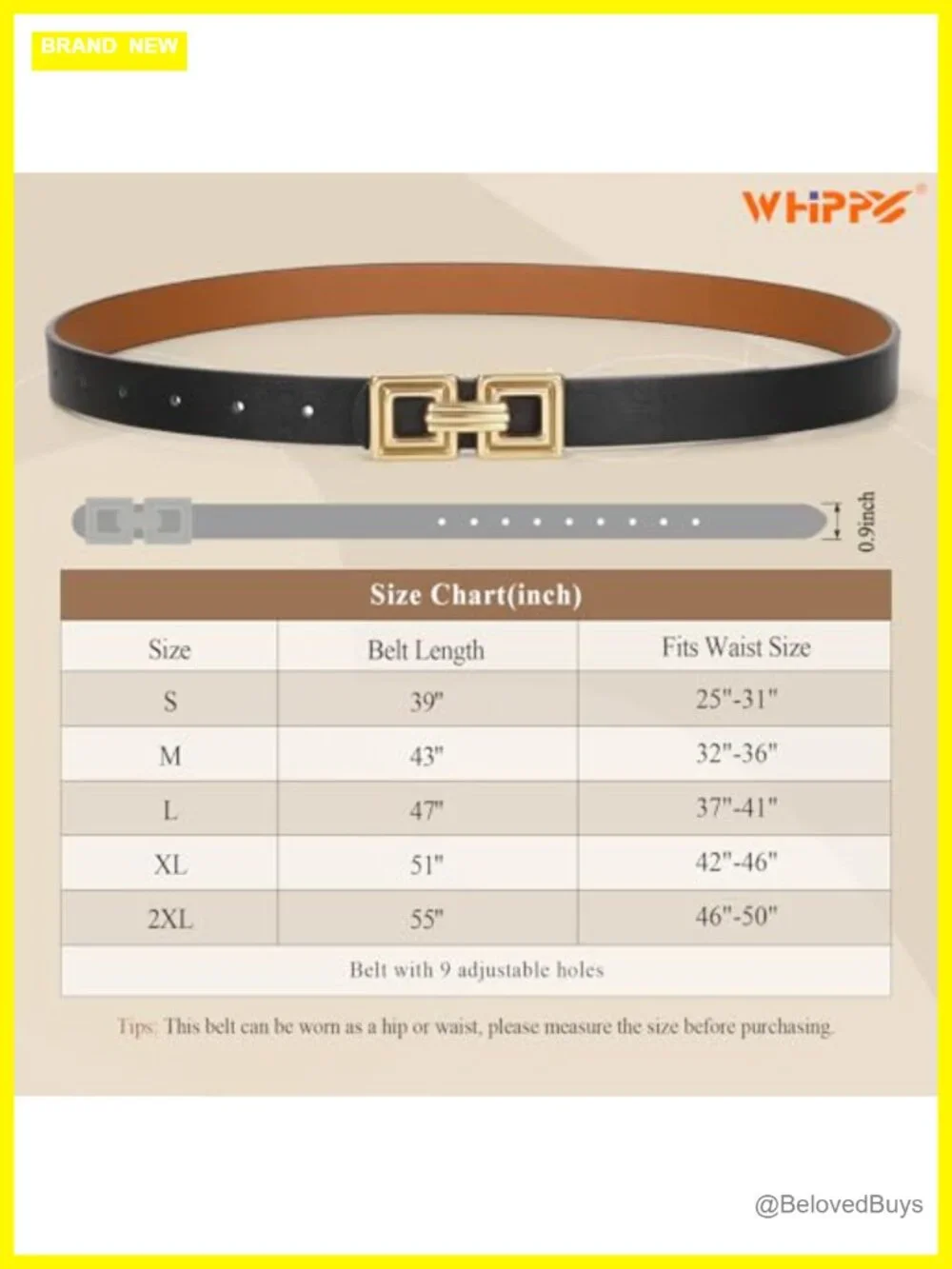 Reversible Faux Leather Belt with Gold Buckle for Women